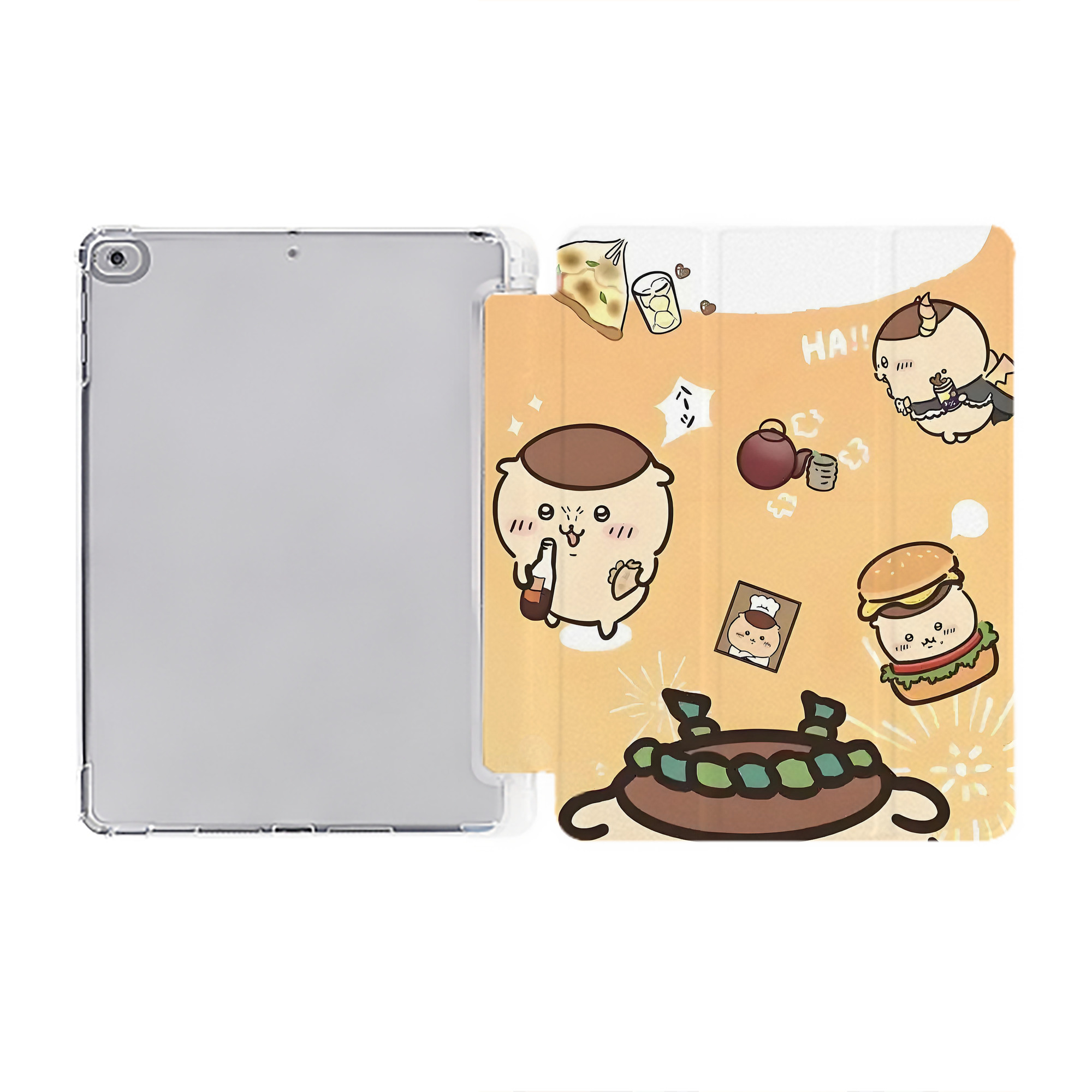 （画像用） ちいかわ Chii-kawa IPad ケース ペン収納付き 三つ折りスタンド PUレザー×シリコン 対応機種9.5/10.5/10.9インチ